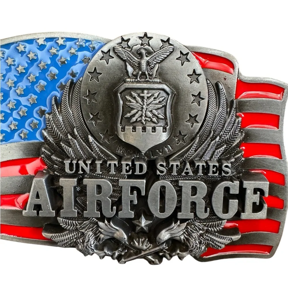 United States Airforce Belt Buckle - Silver, Red, and Blue
