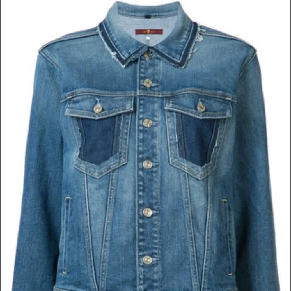 7 For All Mankind Raw Edge Collar Denim Jacket NWT