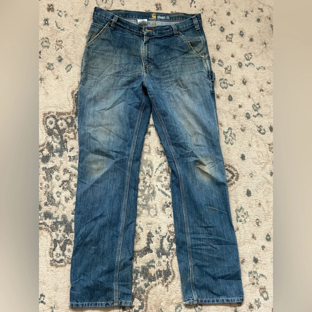 Carhartt Blue Straight-Leg Jeans with Faded Details