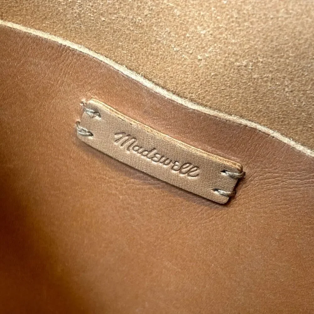 Madewell Brown Tan Leather Snakeskin Detail Double Handle‎ Satchel Crossbody Bag