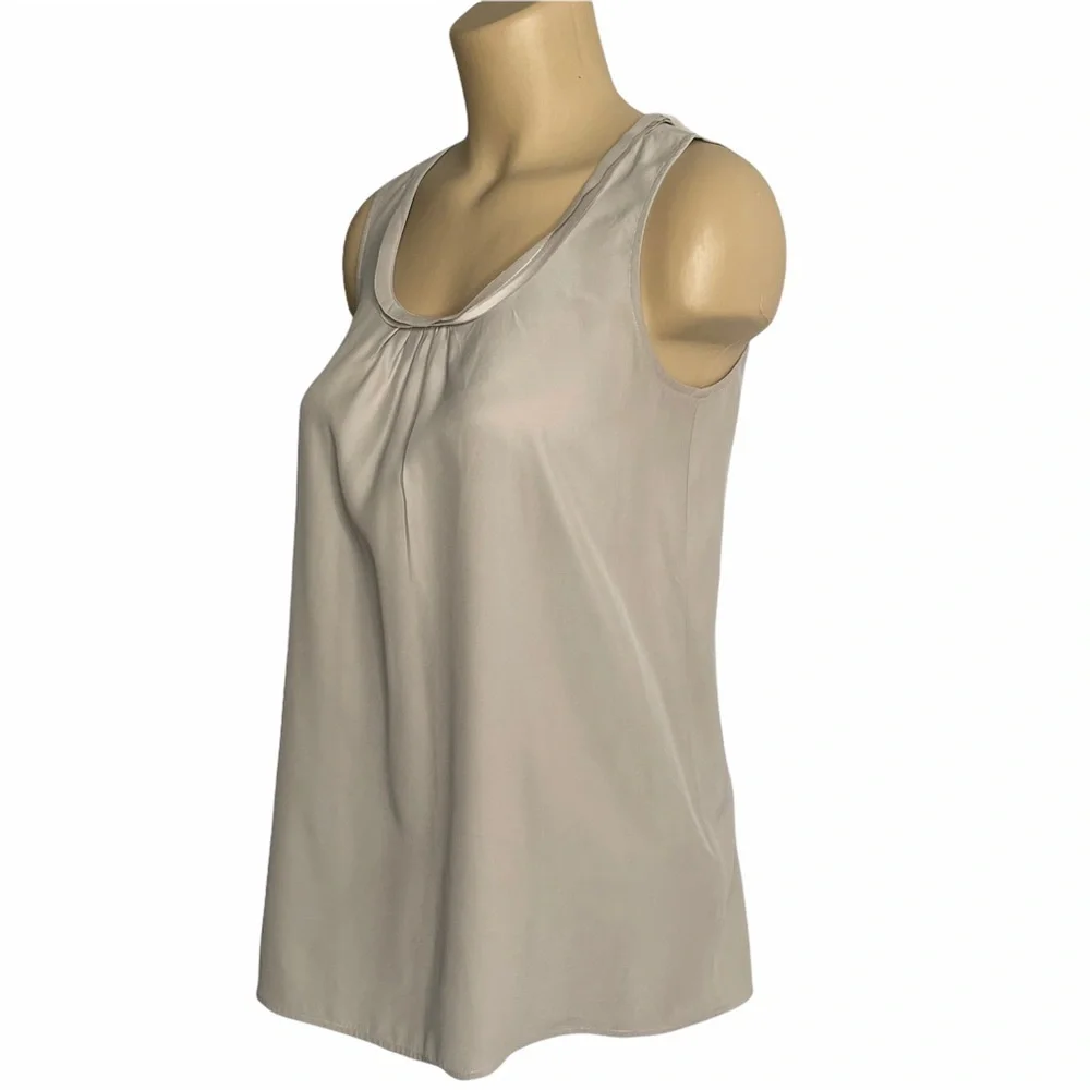 J. JILL Silk Blouse Top Taupe Sleeveless Size XS