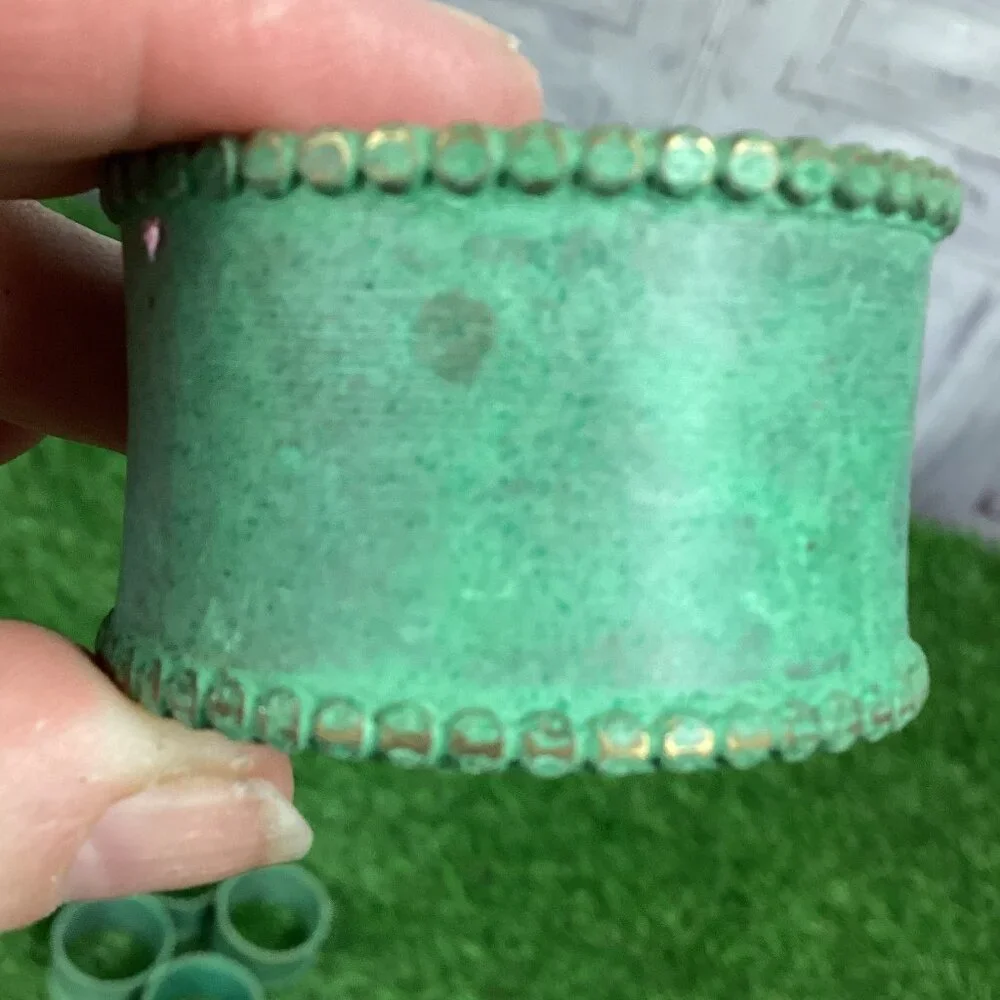 Vintage Verdigris Copper Napkin Rings set of 6