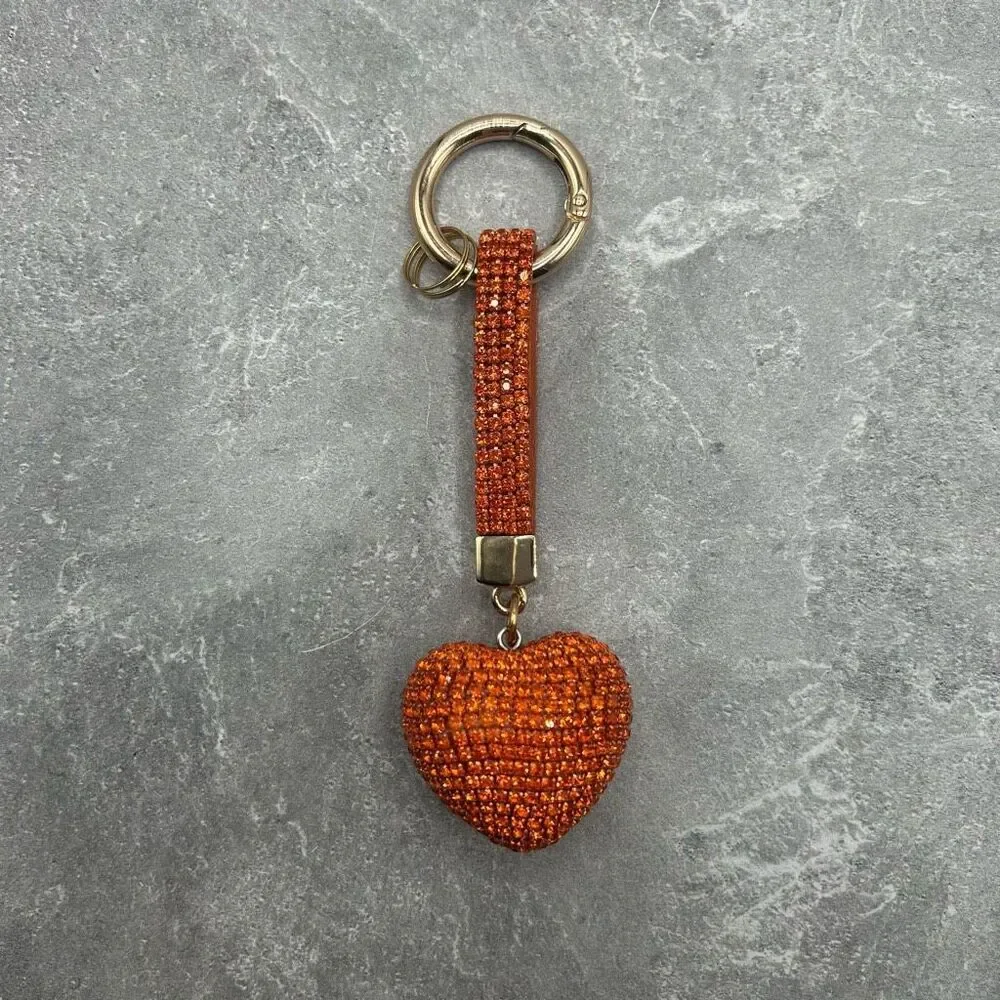 NWOT Sparkling Red Rhinestone Heart Keychain Charm Purse Key Ring