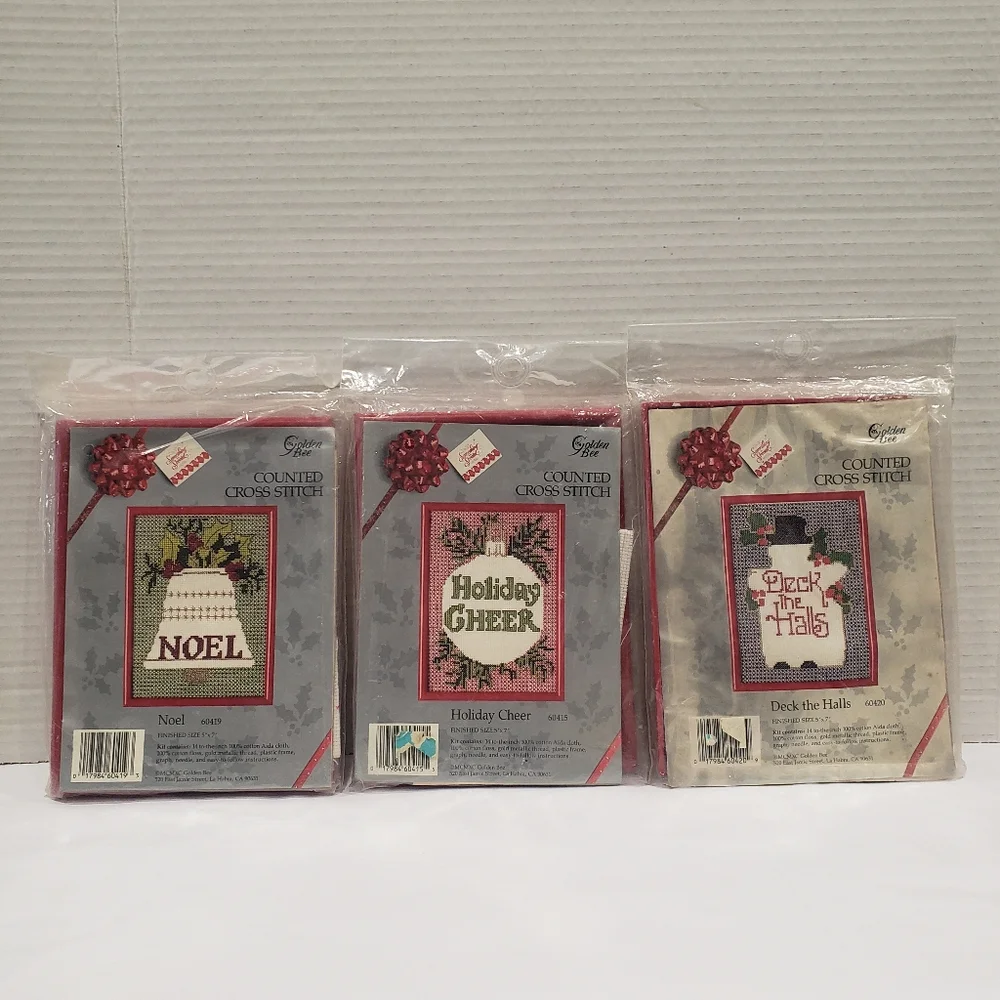 Vintage 1990 Golden Bee Holiday Cross Stitch Kits Lot Of 3 Sealed