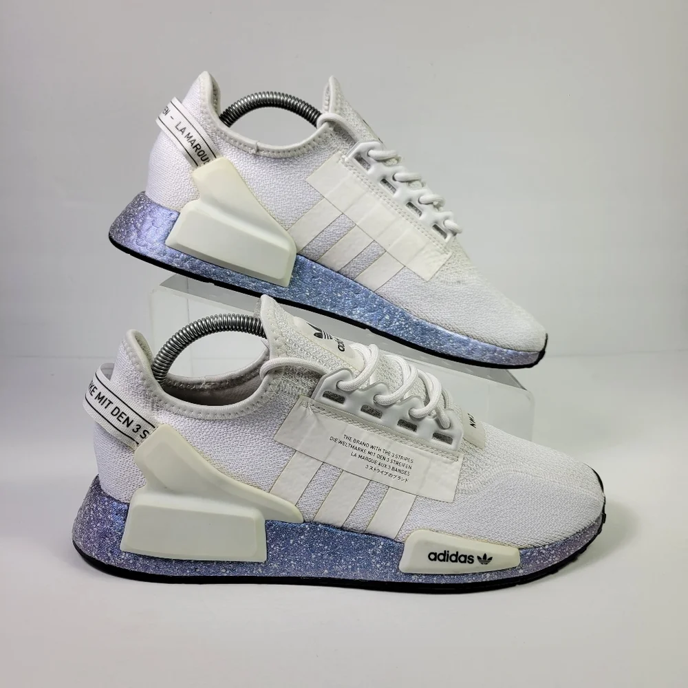 Adidas Originals Men NMD R1 V2 White Speckled Sneakers Sz 8 [GX5163]