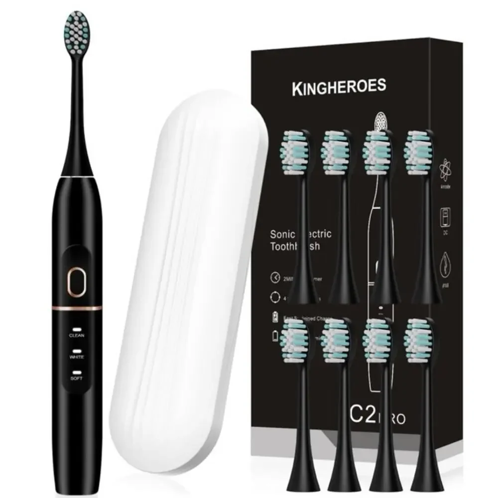 Kingheroes C2 Pro Sonic Electric Toothbrush Rechargeable 4 Modes Timer New