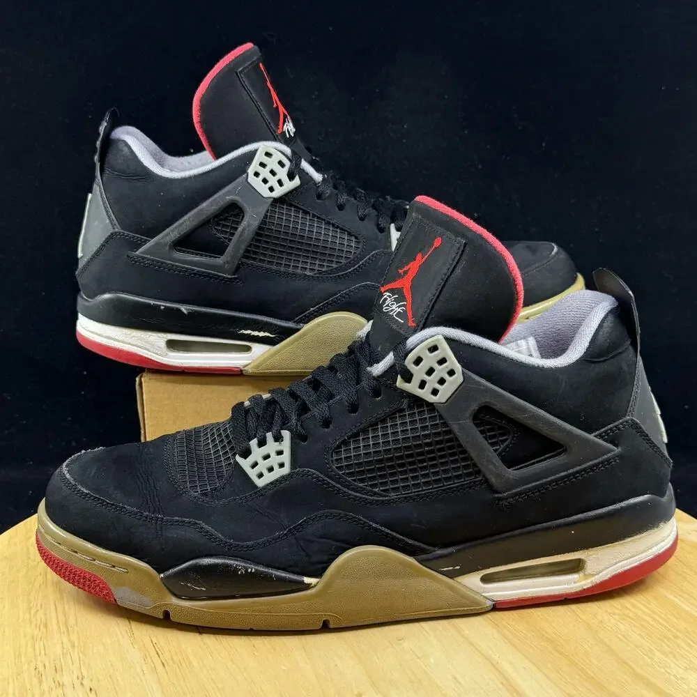 Air Jordan 4 Retro Bred 2012 308497 089 Black/Cement Grey/Fire Red Size 11.5
