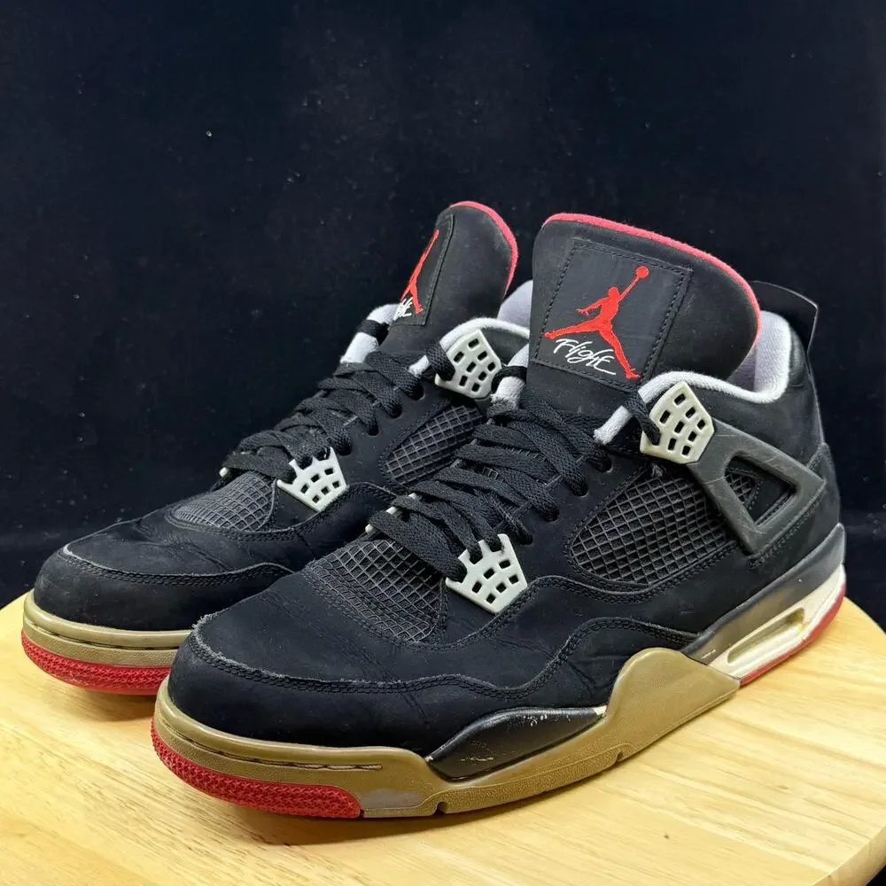 Air Jordan 4 Retro Bred 2012 308497 089 Black/Cement Grey/Fire Red Size 11.5