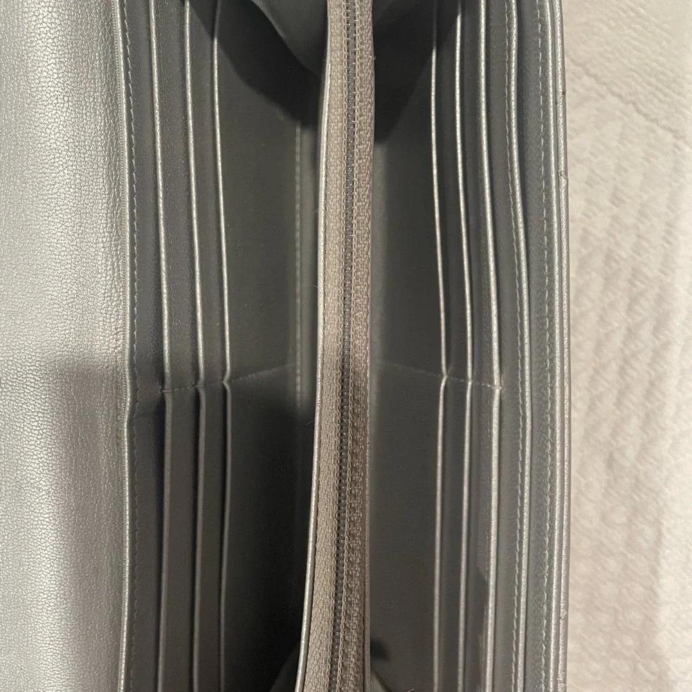 Chanel Silver Quilted Wallet