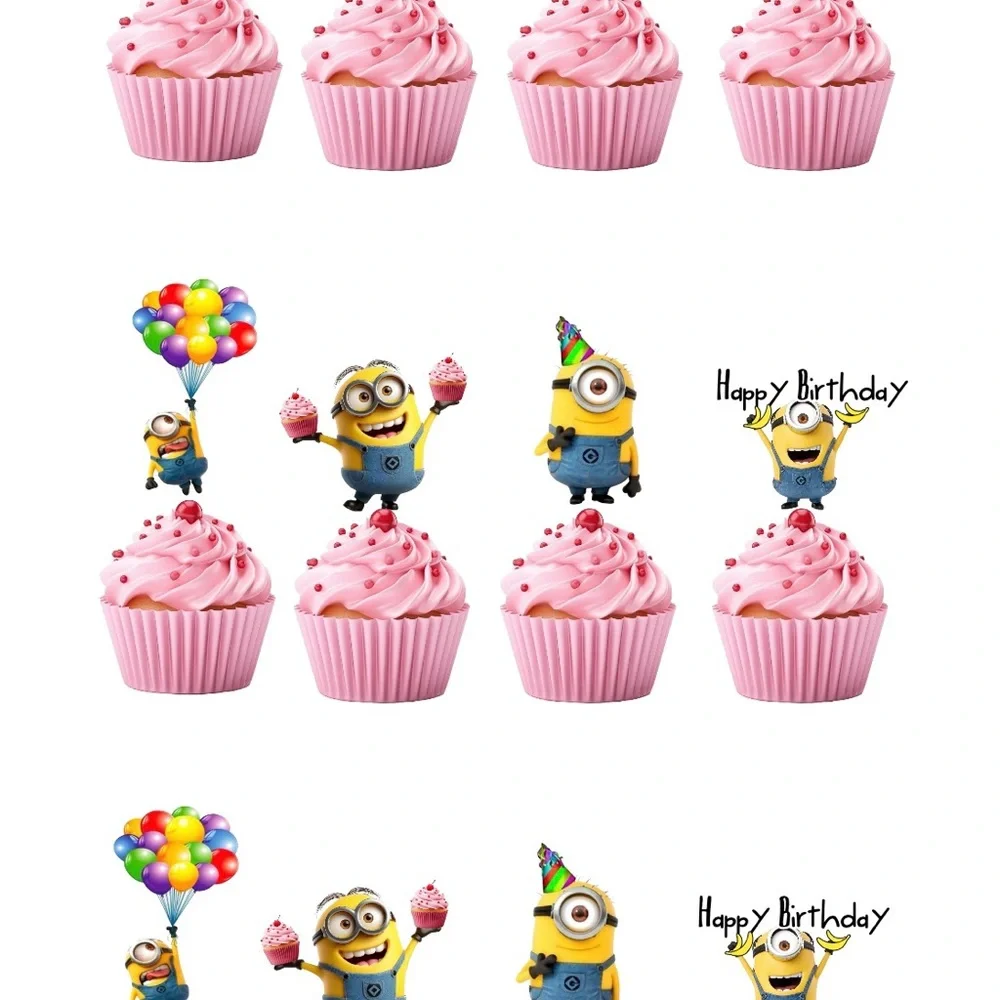 Minion Themed birthday Cupcake Toppers