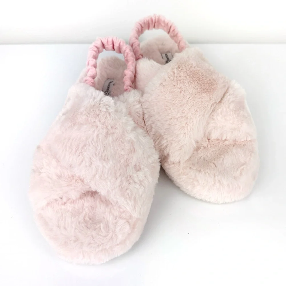 Treasure & Bond Girls Addie Faux Fur Slingback Slippers Pink Size 4