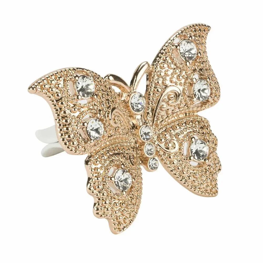 LUNNA Gold Seat Cover Combo Embellished w/ Swarovski Crystals & Golden Butterfly
