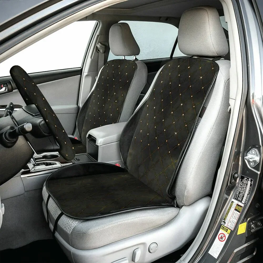 LUNNA Gold Seat Cover Combo Embellished w/ Swarovski Crystals & Golden Butterfly