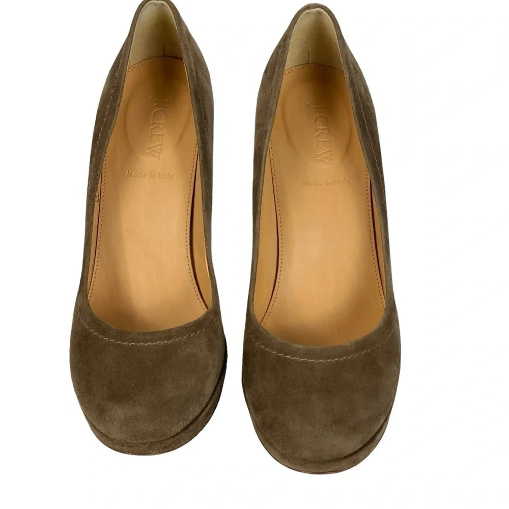J. Crew Gray Taupe Suede Heels Size 8.5 Made in Italy