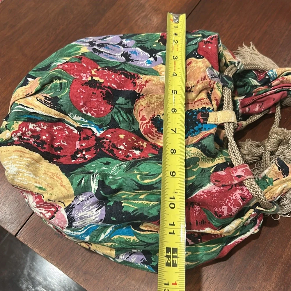 Bottega Venetta Floral Fruit Print Multicolor Canvas Boho Crossbody Purse RARE
