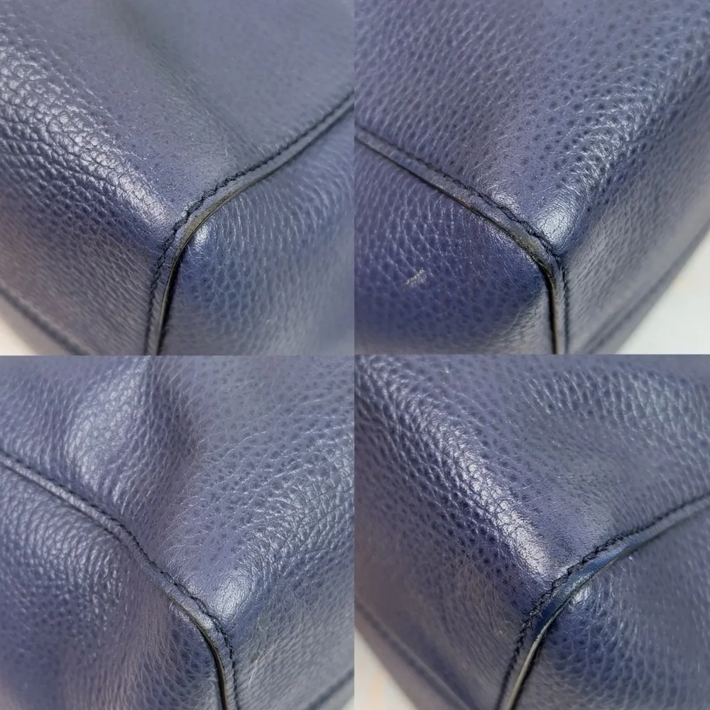 Gucci pebbled swing tote bag blue