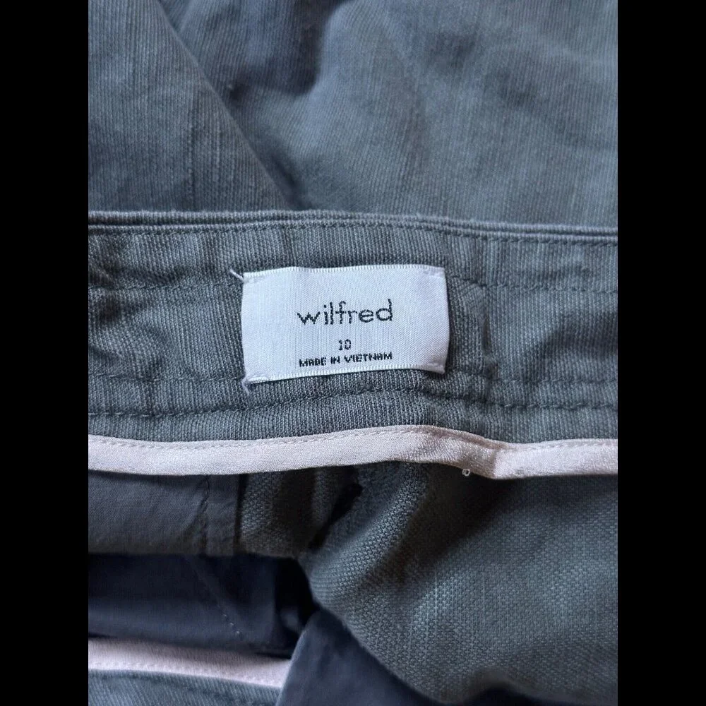 Wilfred Trousers 10 / 32 Womens Sage Green Chambray Linen Cropped Pleated Pants