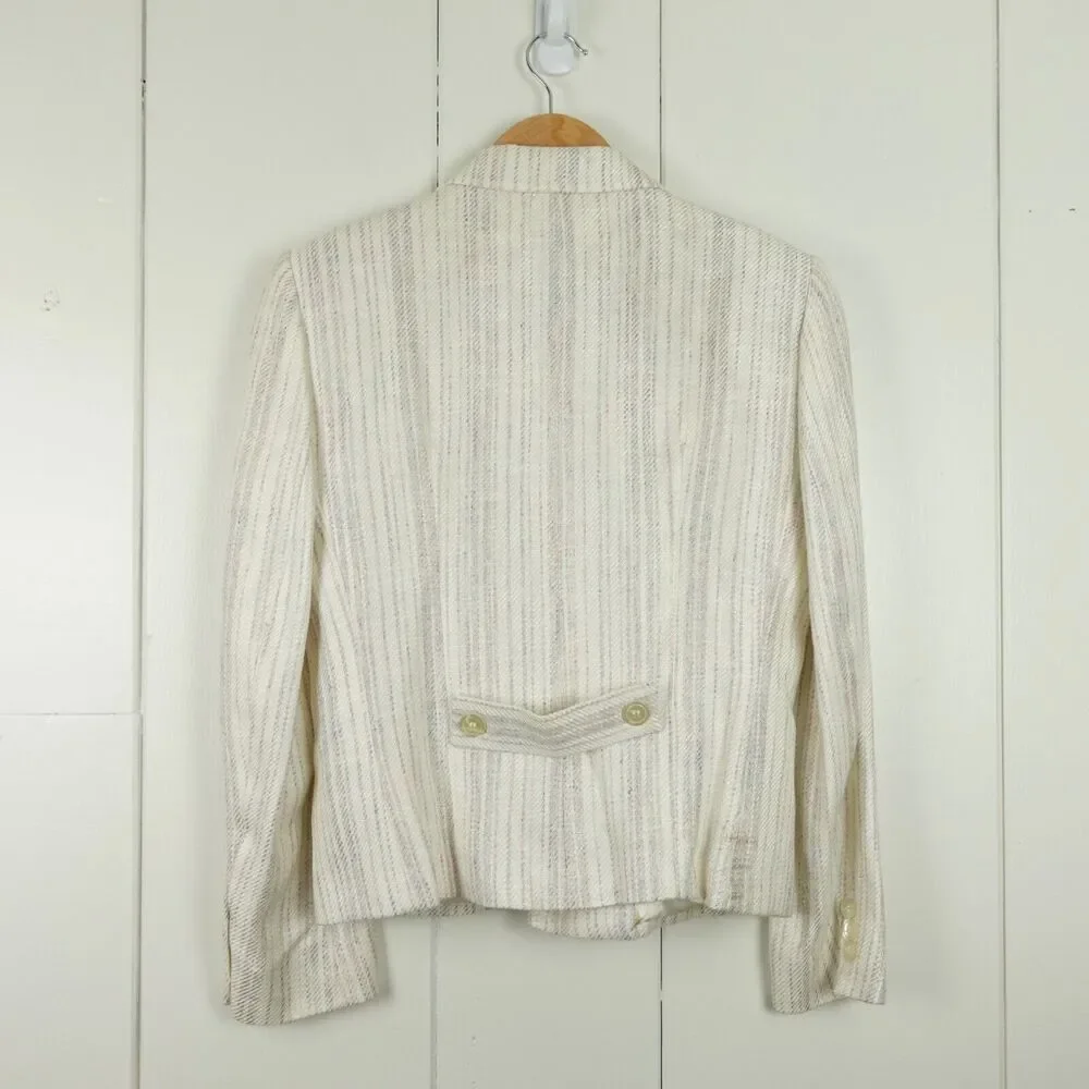Christian Dior Petites Single Button Blazer Womens SZ 8P Cream Made in US READ