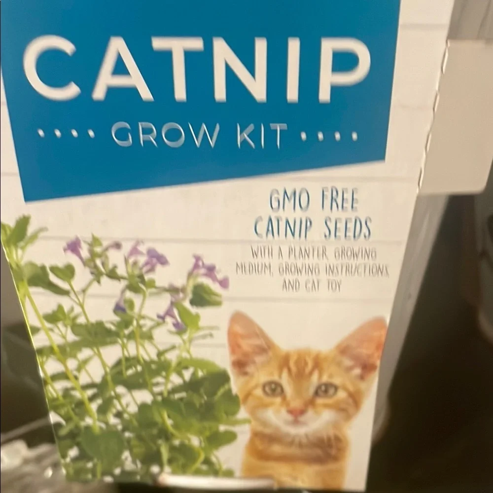 Catnip Grow Kit with Gray and Pink Toy