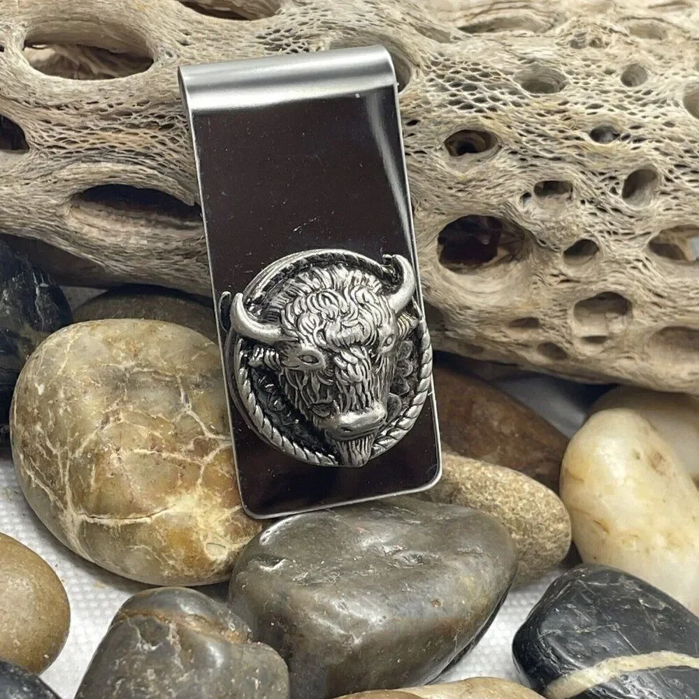 BUFFALO 3D Money Clip Stainless Steel Quality Wedding Party Gift FATHERS DAY NEW