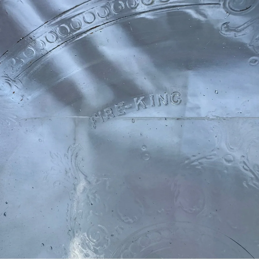 Vintage 40s/50s FIRE KING Philbe Clear Glass Decorative Pie Plate Dish