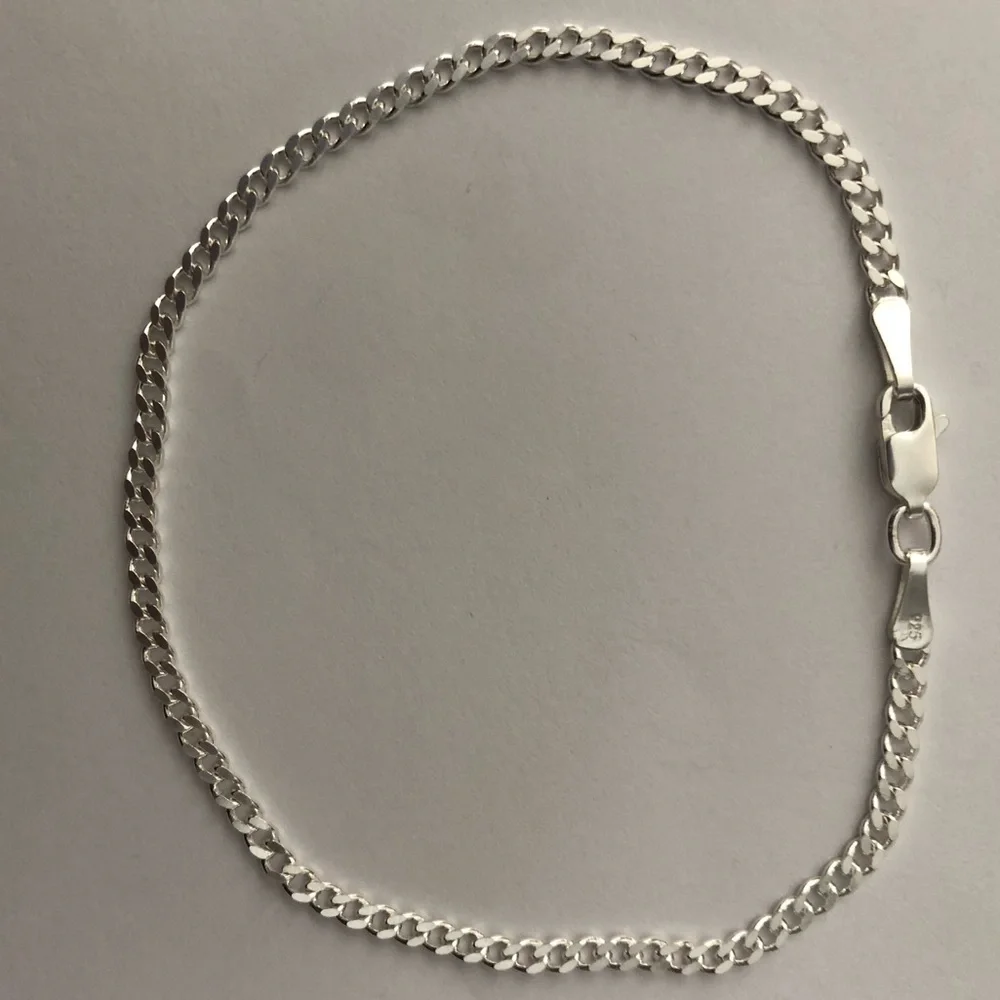 925 Silver 3mm 8” bracelet cuban chain unisex