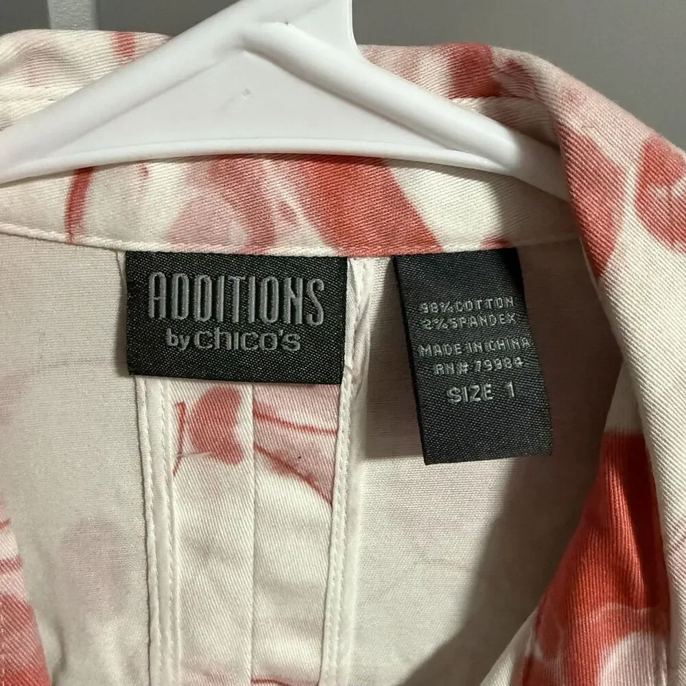 Chico’s Women Button Front Collared Jacket Abstract Print Artsy Medium (US 1)