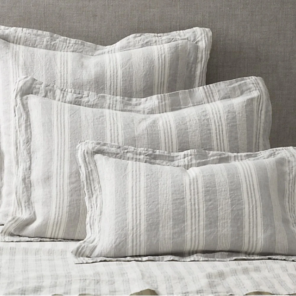NWT Restoration Hardware Italian Washed Linen Misto Stripe Queen Lounger…