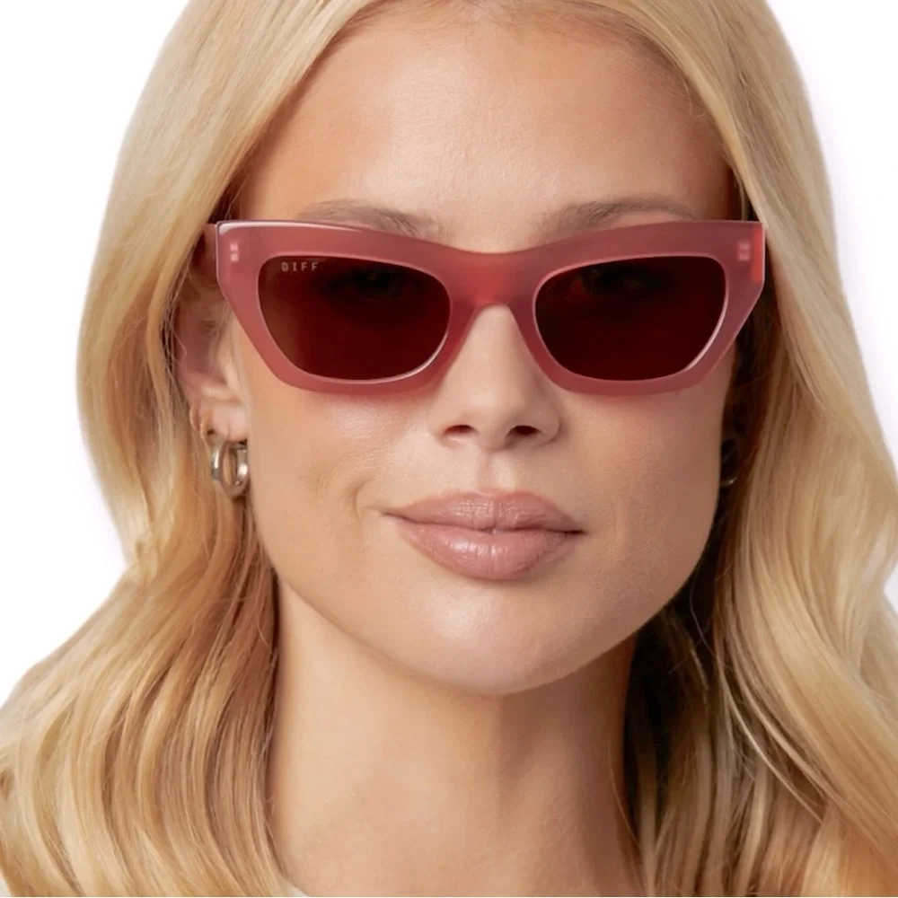 DIFF Katarina Sunglasses Guava Frame Brown Lens NWT
