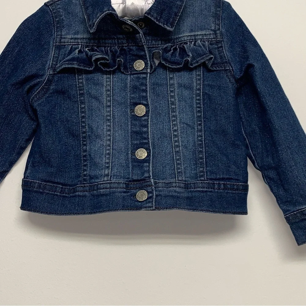 Okie Dokie Girls Size 2T Toddler Snap Button Stretch Denim Blue Jean Jacket