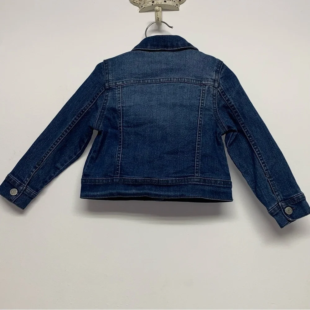 Okie Dokie Girls Size 2T Toddler Snap Button Stretch Denim Blue Jean Jacket