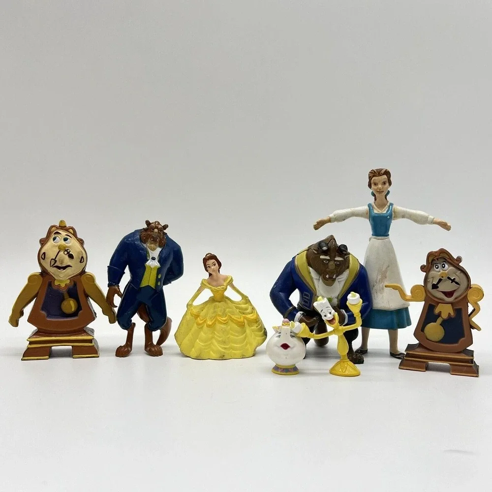 Disney Beauty‎ & The Beast Figure Toy Lot 8 Cake Topper Belle Cogsworth Beast