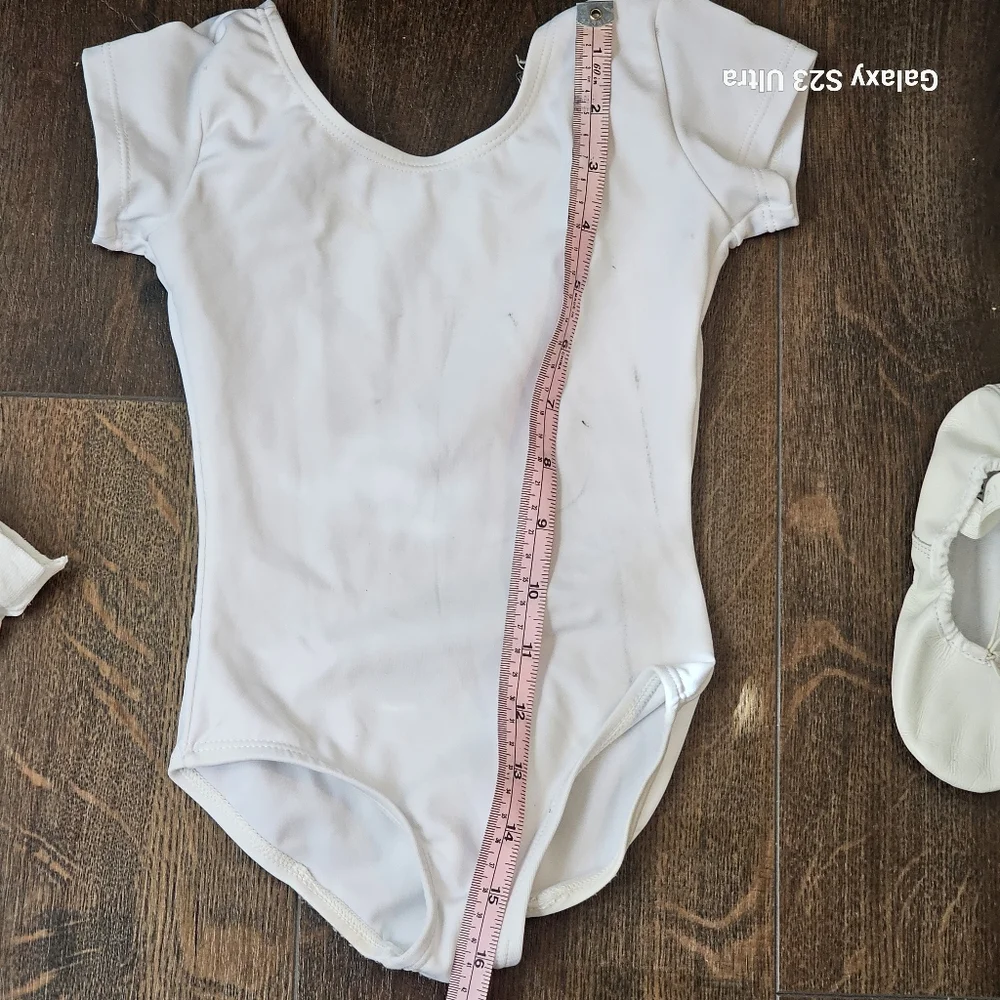 Capezio White Ballet Slippers, Leotard, And Tights