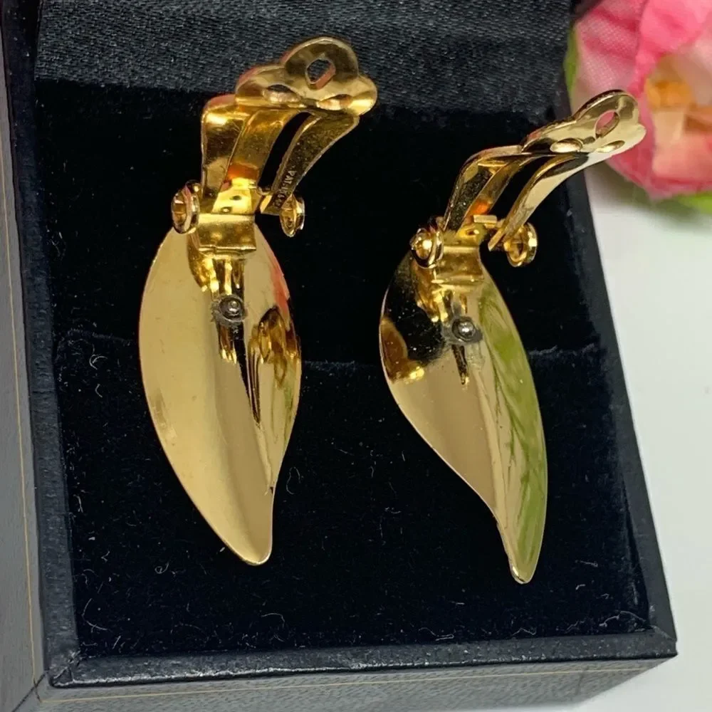 VINTAGE⚜️ESTATE 12K GOLD FILLED Crystal Clip Earrings