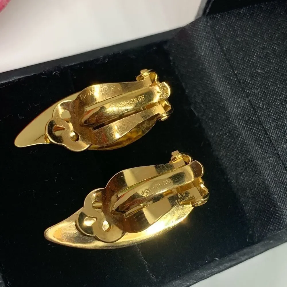 VINTAGE⚜️ESTATE 12K GOLD FILLED Crystal Clip Earrings