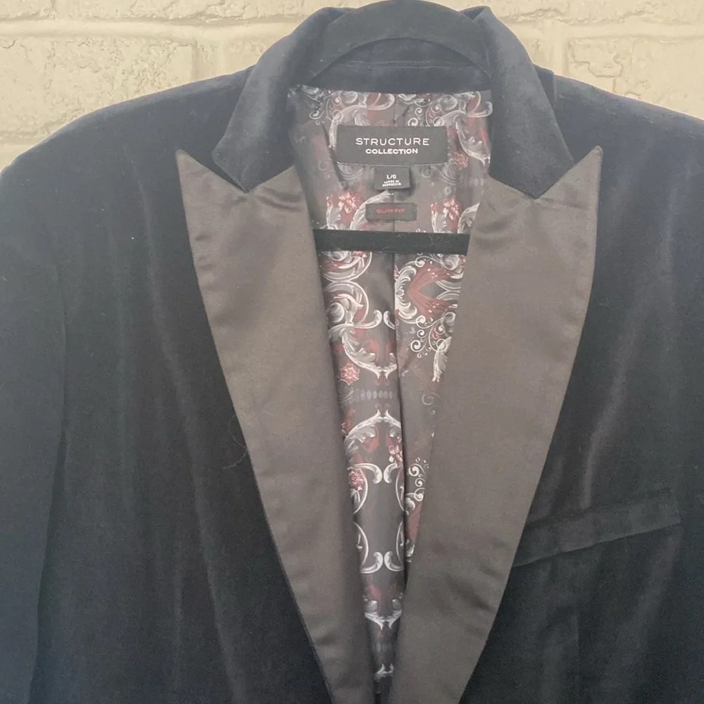 Structure Signature Collection 2 Button Black Crushed Velvet Style Sport Jacket