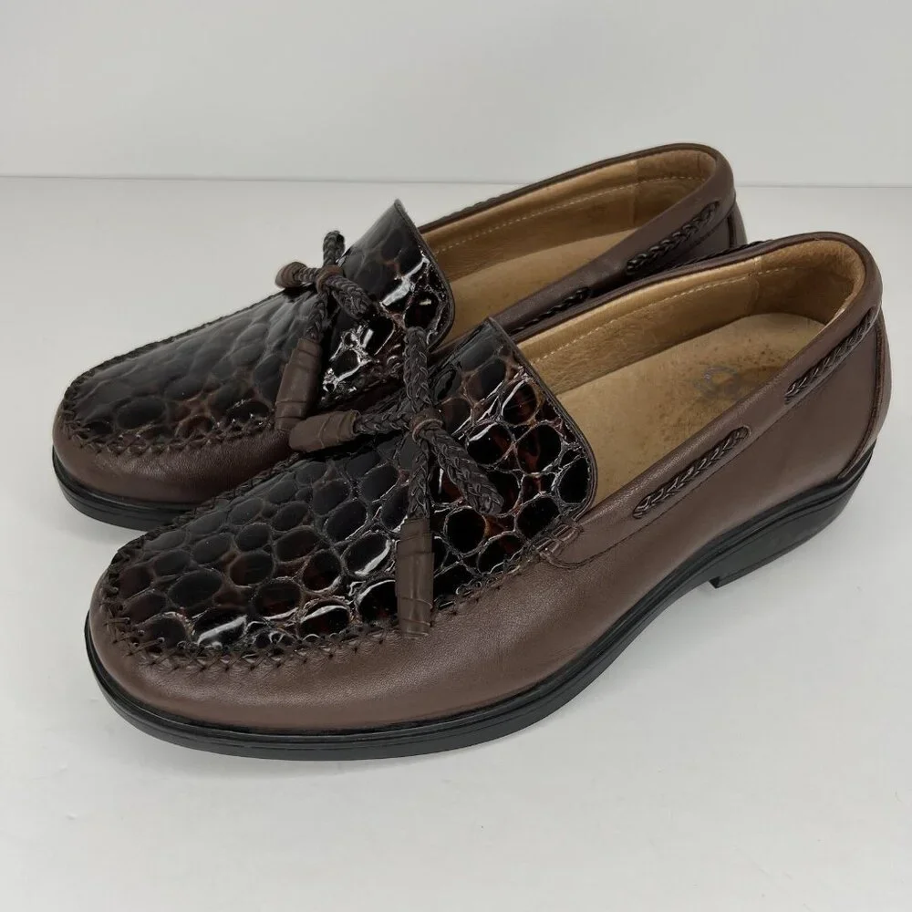 Gravity Defyer by AIW Crocodile Pattern Patent Leather Mens Size 8 Comfort Shoes