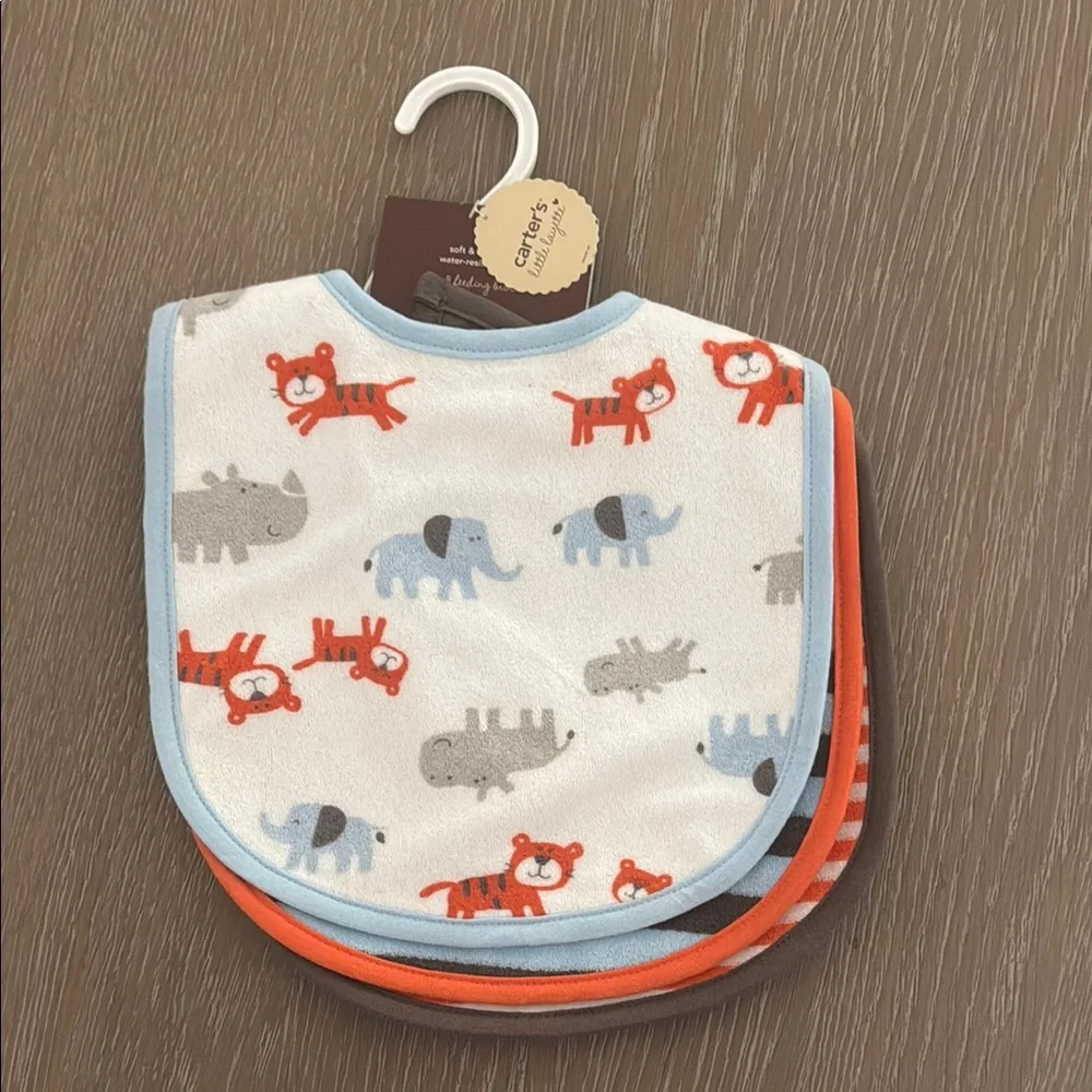 Carter's Bib Set with Stripes and Animal Print
