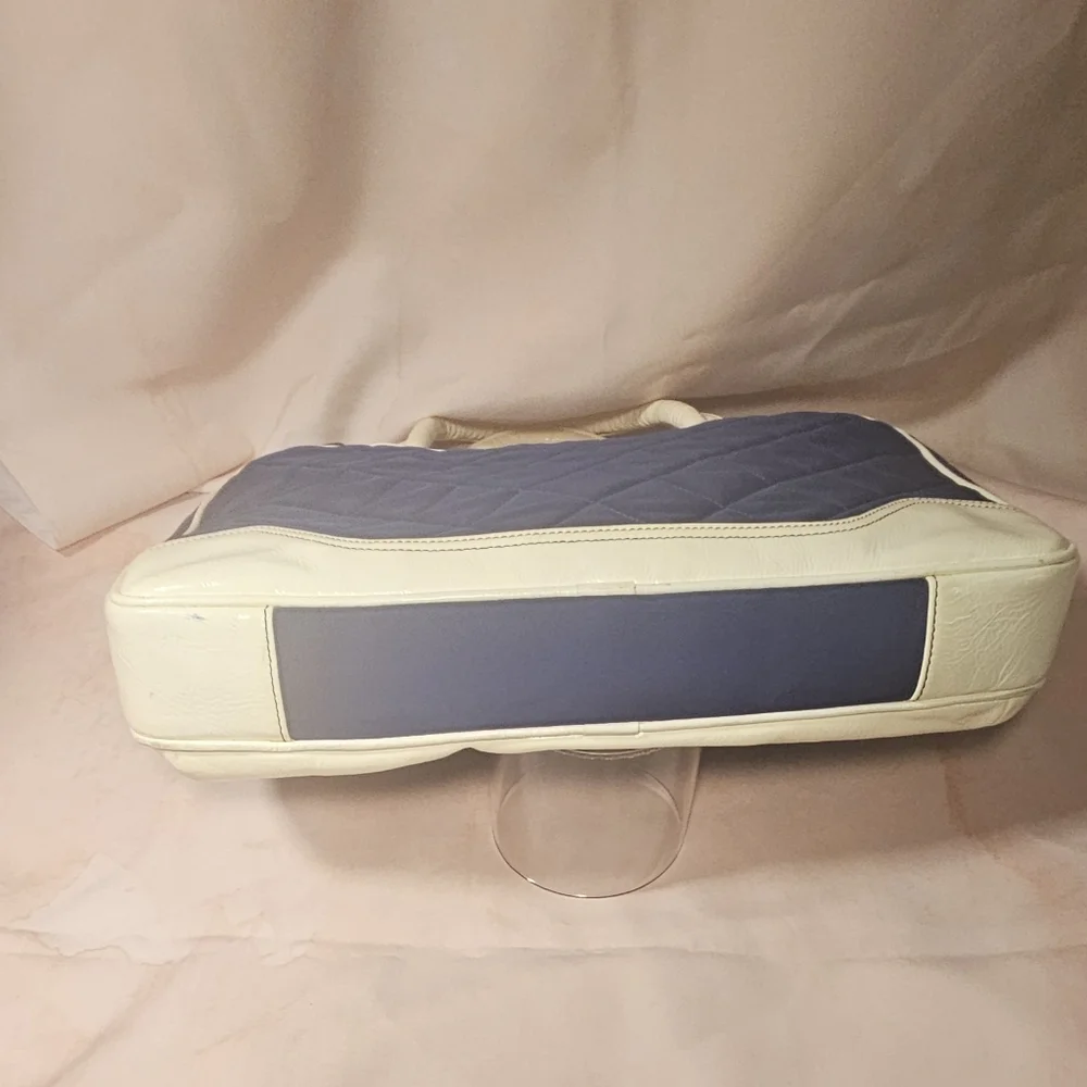 Knomo Of London Stylish Blue and Cream Quilted Laptop Messenger Bag