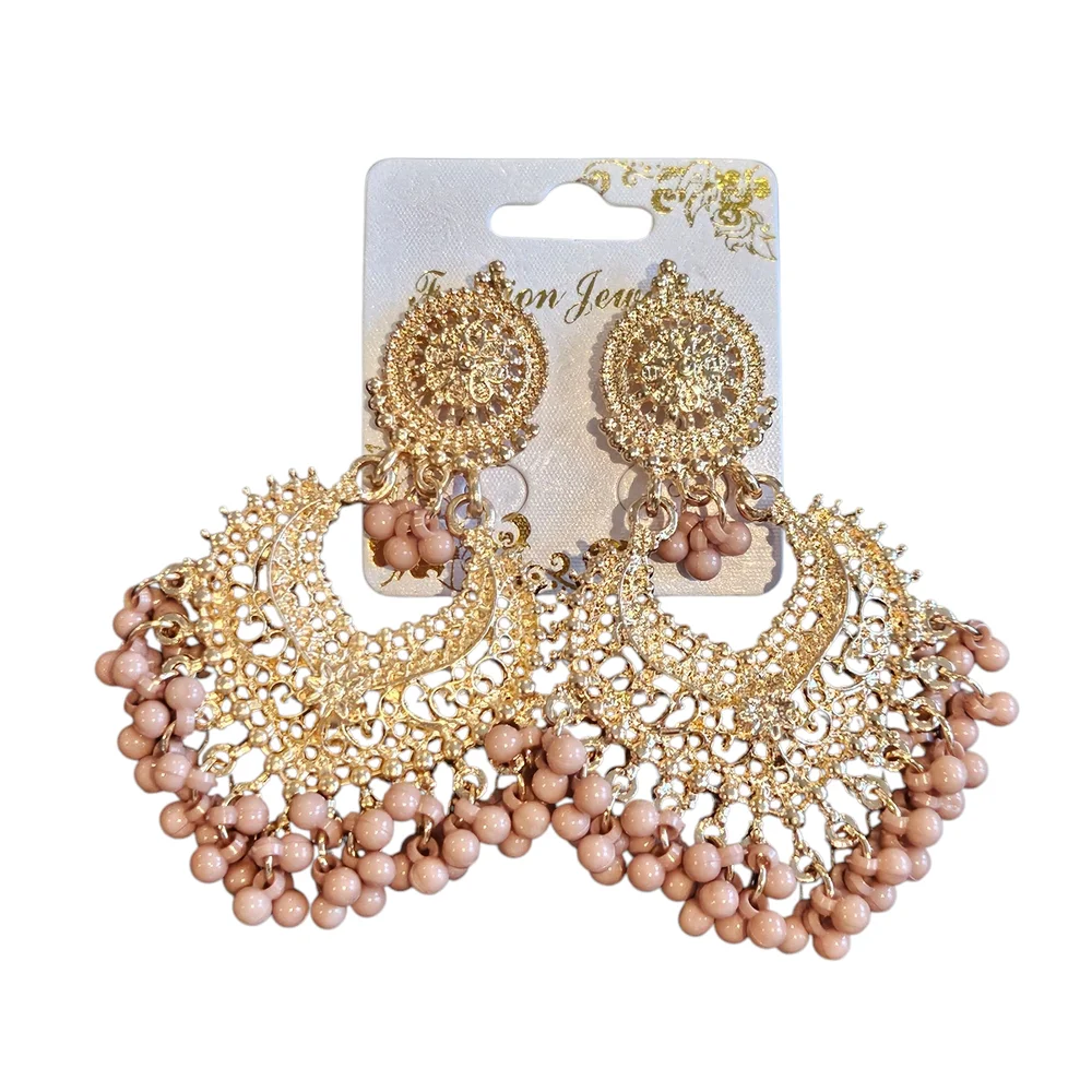 NWT - Elegant Gold and Pink Dangle Earrings