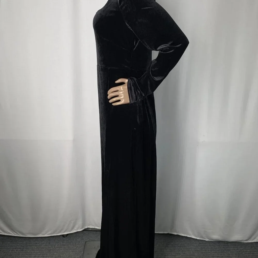 NEW BHLDN Bella Maxi Dress Black Size L Long Sleeve Scoop Neck w/ Side Slit