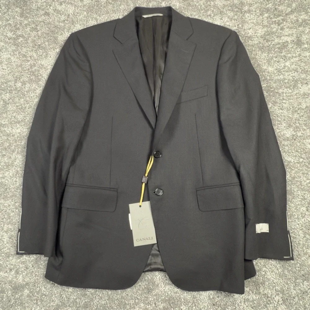 $1,545 CANALI TRAVEL WATER RESISTANT Black Wool Blazer 38 (EU 46) Tacking Stitch