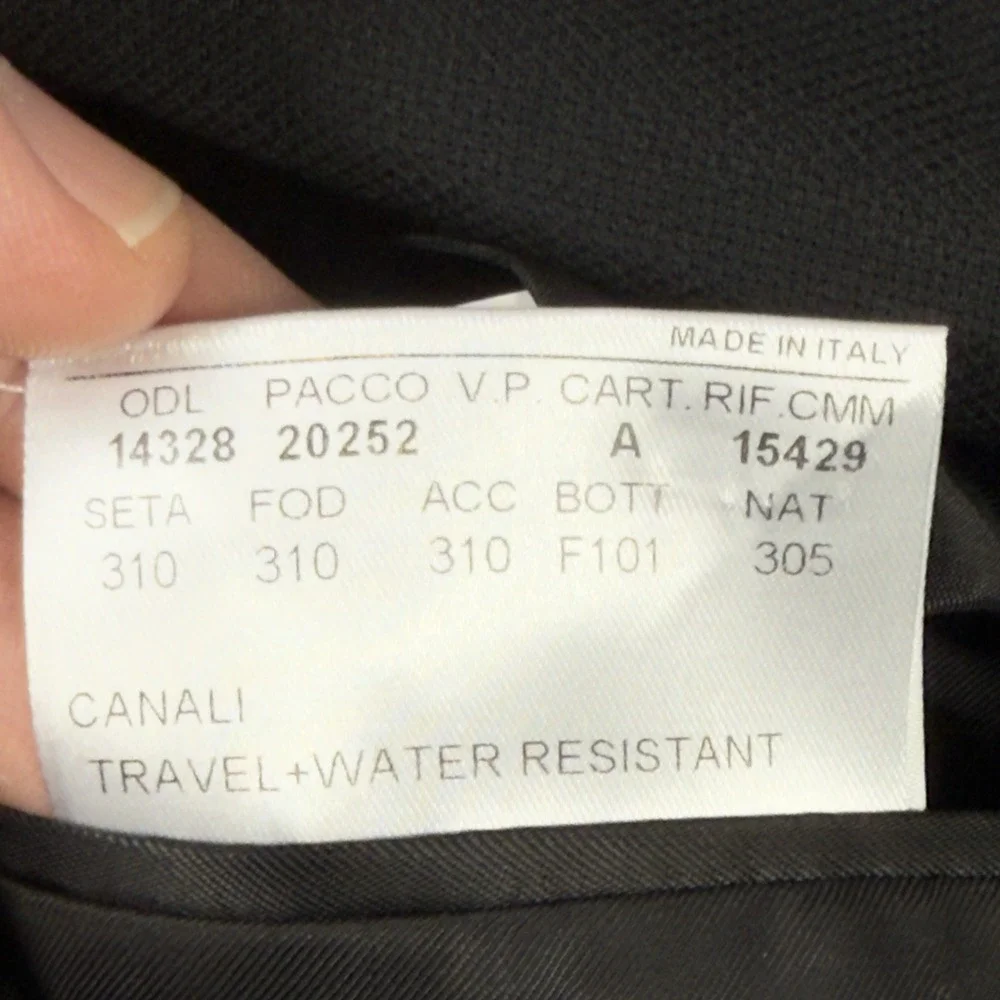$1,545 CANALI TRAVEL WATER RESISTANT Black Wool Blazer 38 (EU 46) Tacking Stitch