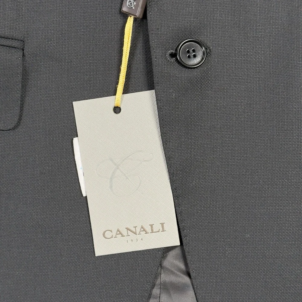 $1,545 CANALI TRAVEL WATER RESISTANT Black Wool Blazer 38 (EU 46) Tacking Stitch