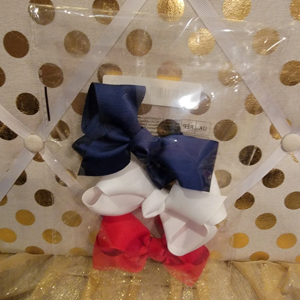 Girls Patriotic 3 Bow Set