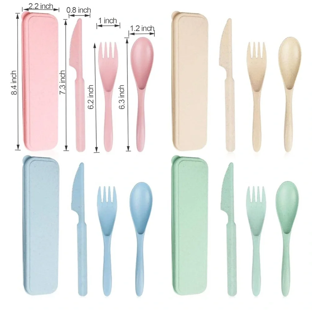 REUSABLE TRAVEL UTENSILS SET WITH CASE BEIGE NWOT