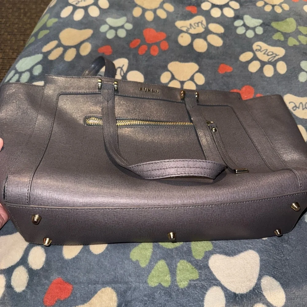 Furla grey Leather tote Bag