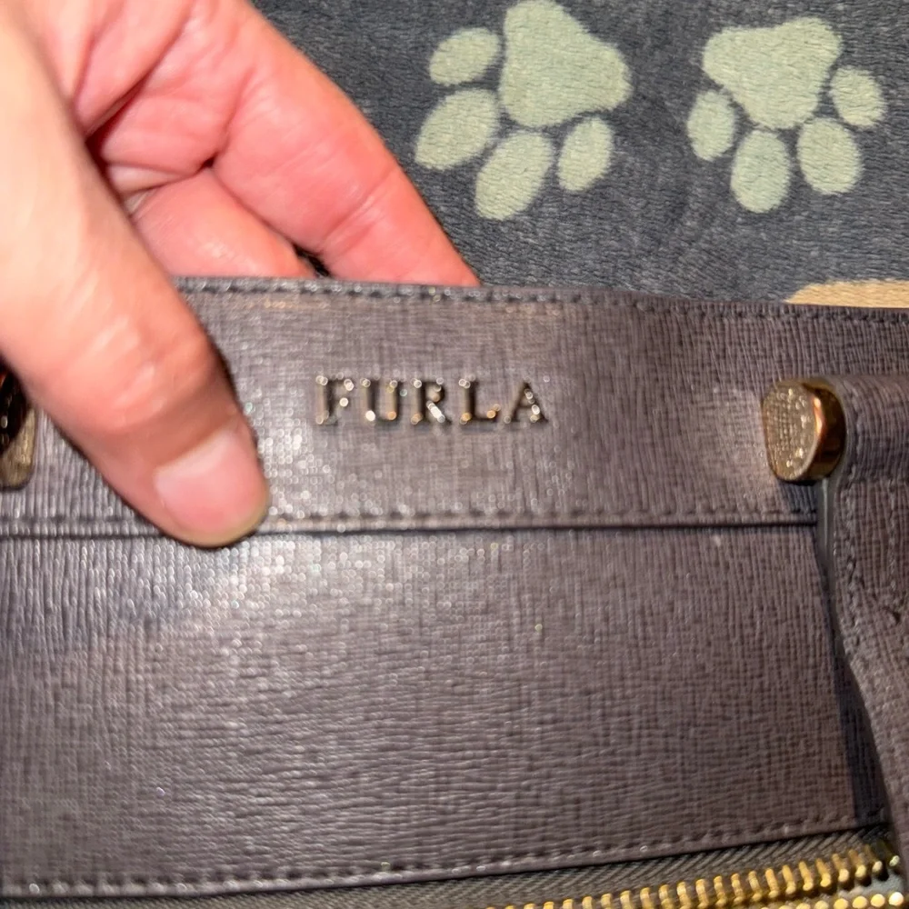 Furla grey Leather tote Bag