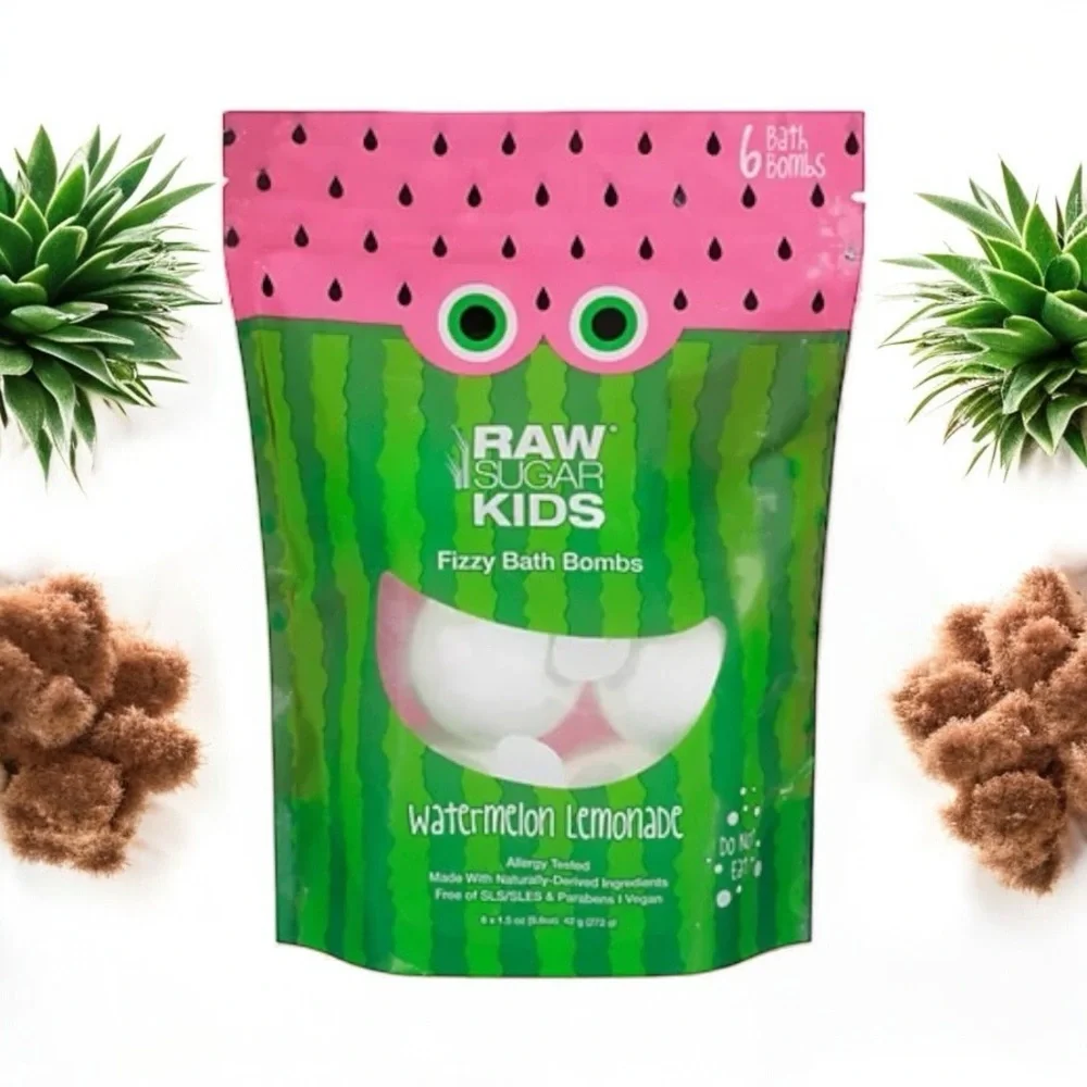 NIP Raw Sugar Kids Bath Fiz 6ct Watermelon Lemonade
