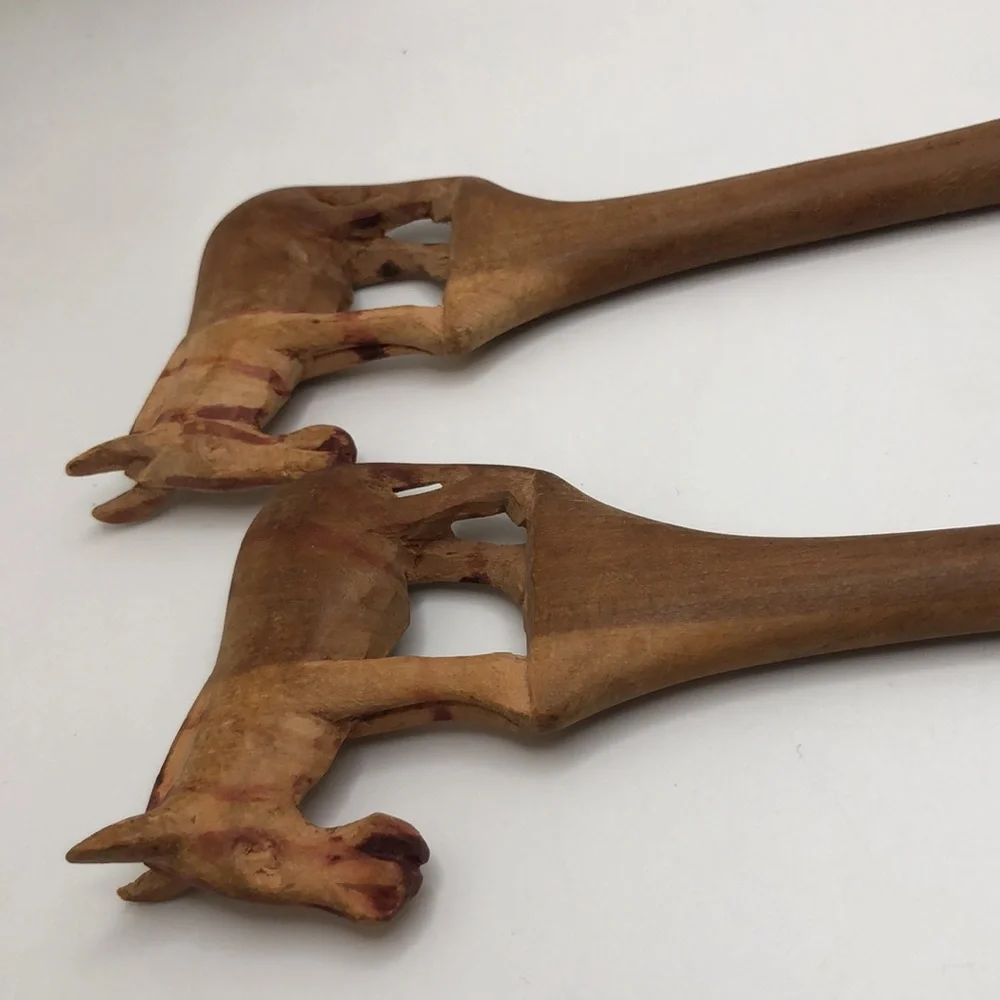 Artisan Brown Wooden Serving Utensils